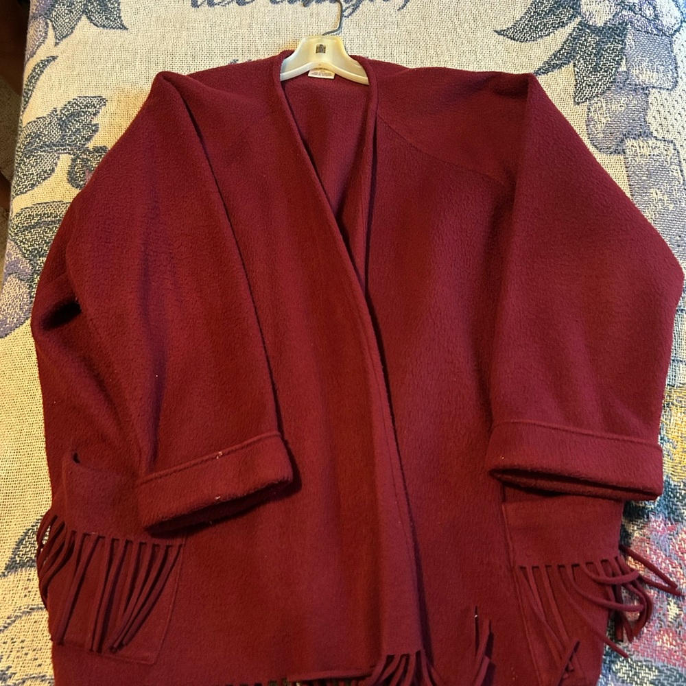 Avon Deep Red Fringe Sweater